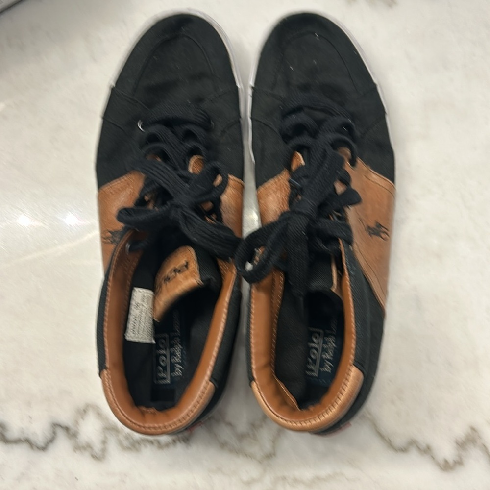 Mens Polo Ralph Lauren Jamaal Size 10D Canvas Smooth Pull Up Shoes - Picture 2 of 8